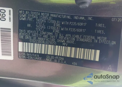 2020 Toyota Sienna L из США, поврежденный, VIN 5TDZZ3DC8LS078255